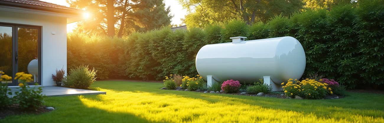 Propane tank in backyard